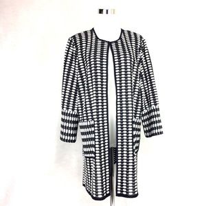 Ming Wang XL Open Front Jacket Black White